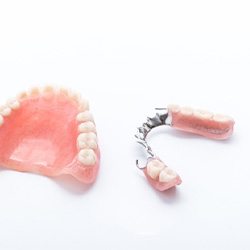 Close-up of full dentures and partial dentures in Sagamore Hills, OH 