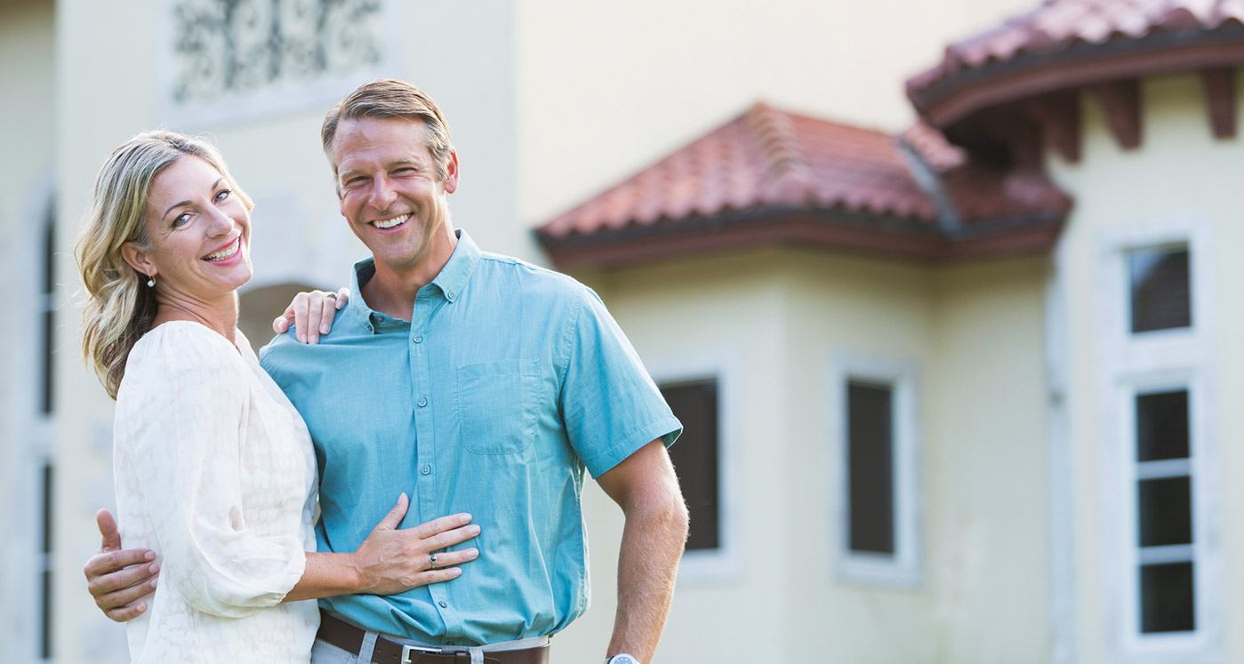 Smiling couple outdoors