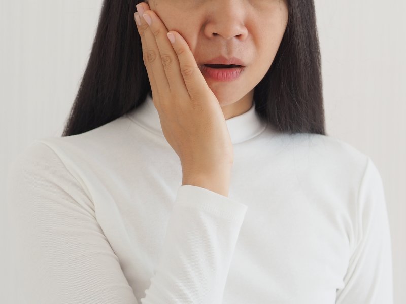 closeup of woman with facial swelling